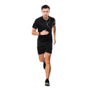Kit Shorts Bermuda + Camiseta Fitness Corrida MASCULINA ALGODÃO 303 – Preto+Cinza Black